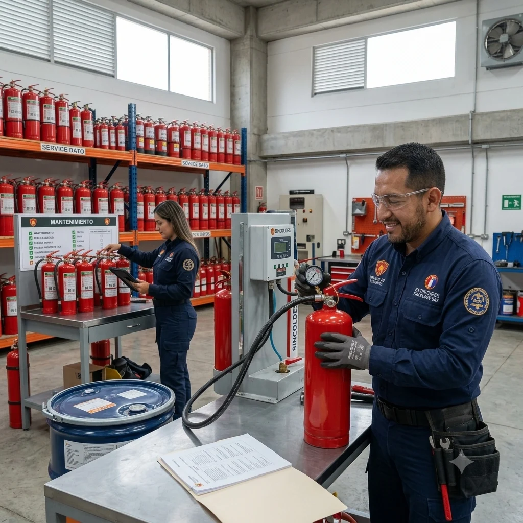 Proceso técnico de recarga y mantenimiento de extintores